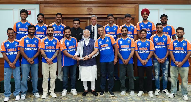 indian cricket team with pm modi